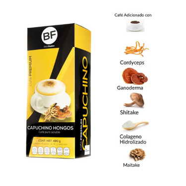Café Premium Capuchino Hongos Black Fusión 16 sobres de 30 gramos /Con Ganoderma , Shitake y Maitake